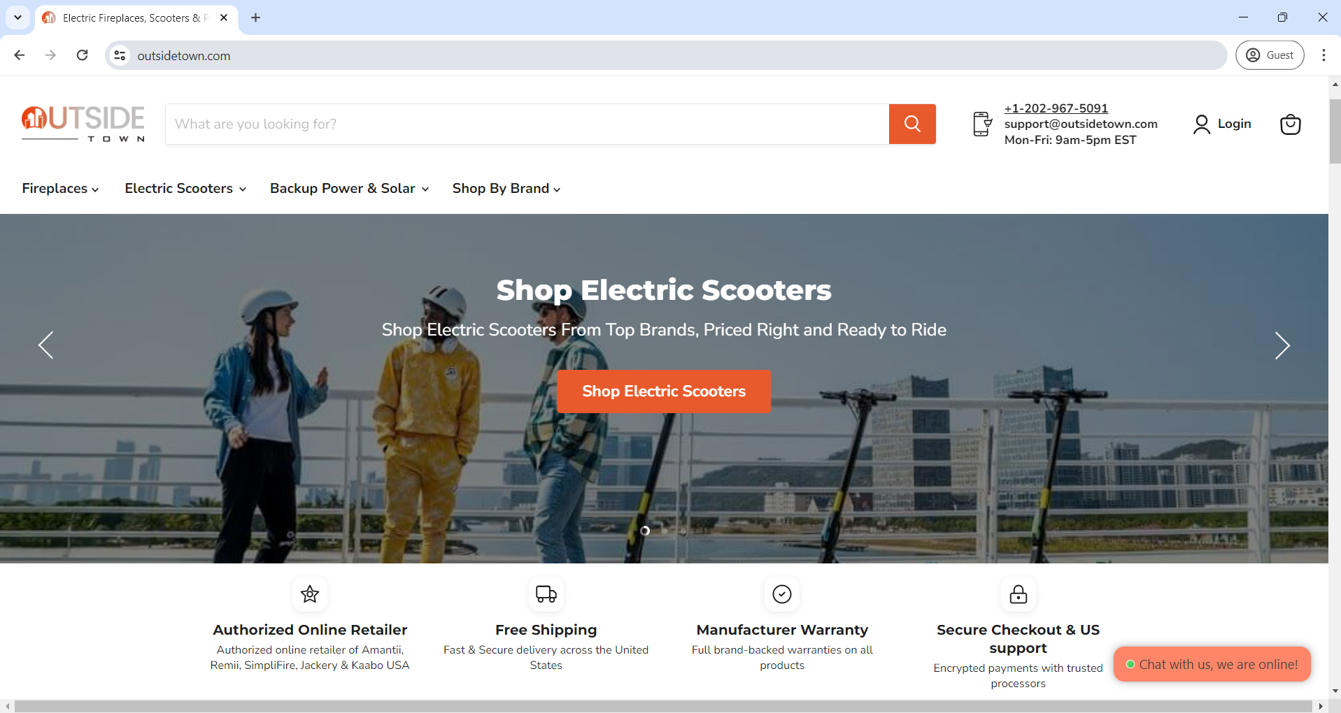 OutsideTown e-commerce website homepage